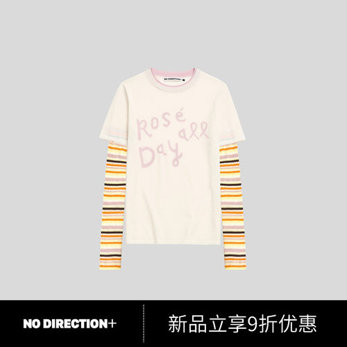 NO DIRECTION+2026秋绵羊毛假两件彩条撞色针织衫N630121606B10