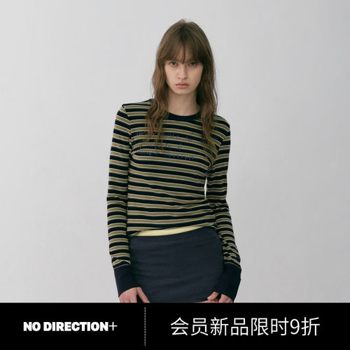 NO DIRECTION+2026秋莱赛尔加长袖口修身印花上衣N634014344A