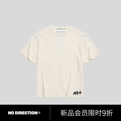 NO DIRECTION+ 棉羊绒短袖宽松落肩T恤衫N530104667B31