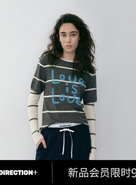 NO DIRECTION+假两件撞色条纹羊毛针织衫N610107620A21