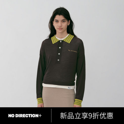 学院风绵羊毛刺绣POLO针织衫女