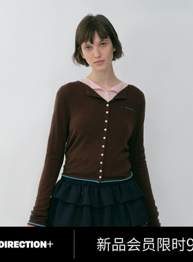 NO DIRECTION+撞色滚边正肩廓形针织开衫N610224604A