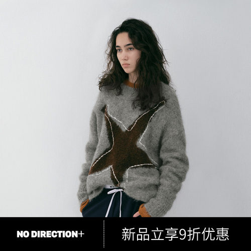 NO DIRECTION+星月系列嵌花工艺刺绣羊驼毛针织衫N610110659A