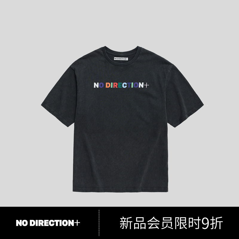 水洗复古短袖T恤印花
