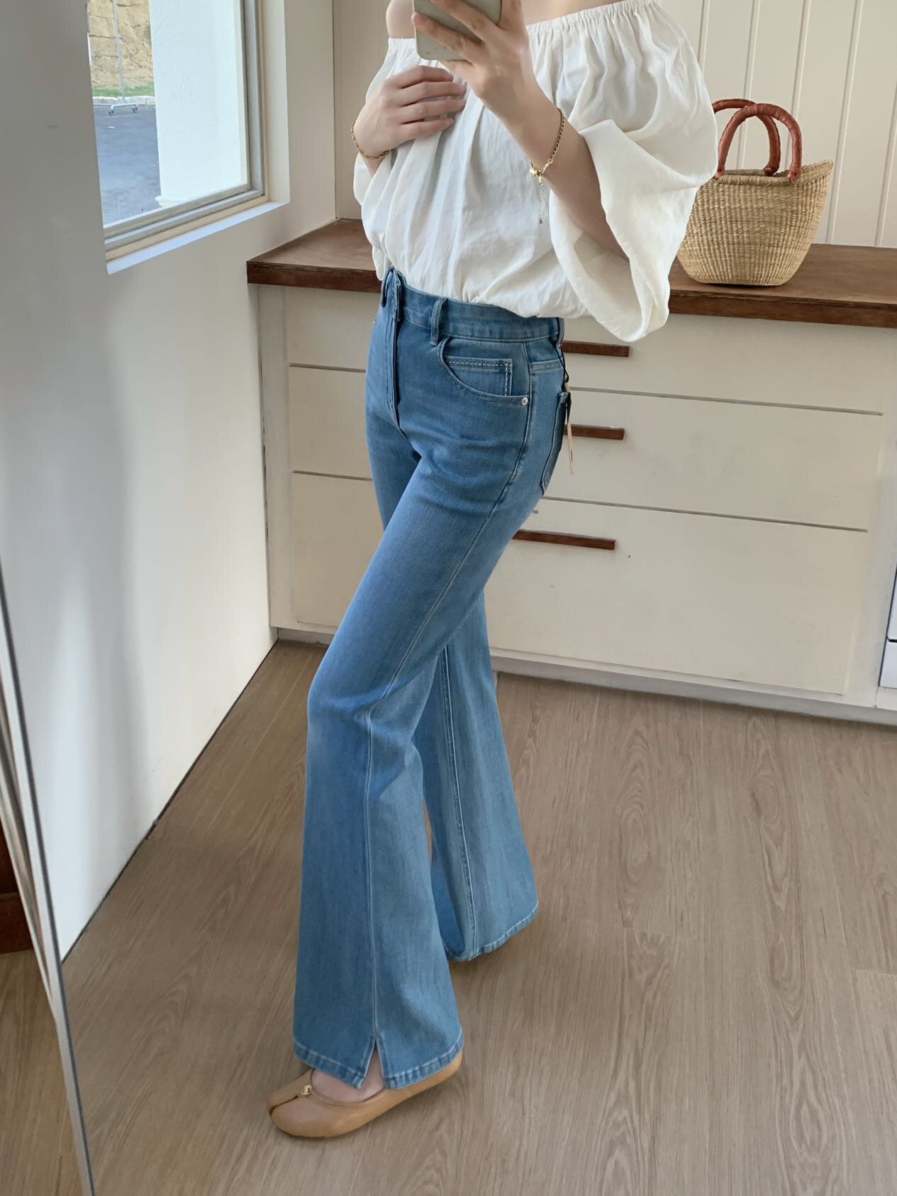 四面弹力高腰显瘦微喇牛仔裤女8821新款春夏装百搭休闲长裤子潮
