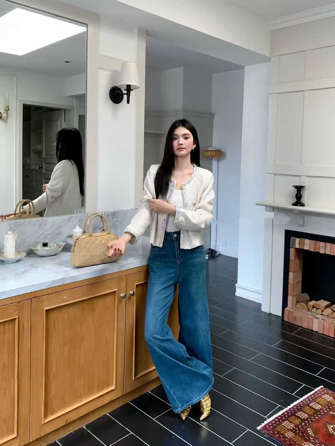 高级感重工钉珠圆领小香风外套女2025年早秋季轻奢气质粗花呢上衣,女装/女士精品,时尚套装,淘宝优惠券,粉丝福利购,淘宝优惠卷