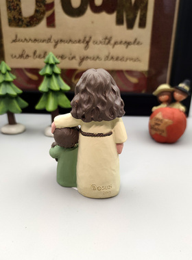 原创纯手工父子女儿可爱人物桌面摆件树脂立体居家装饰品生日礼物