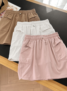 LU系 假2件百搭运动防走光网球裙 登山裙显瘦速干跑步松紧腰短裙