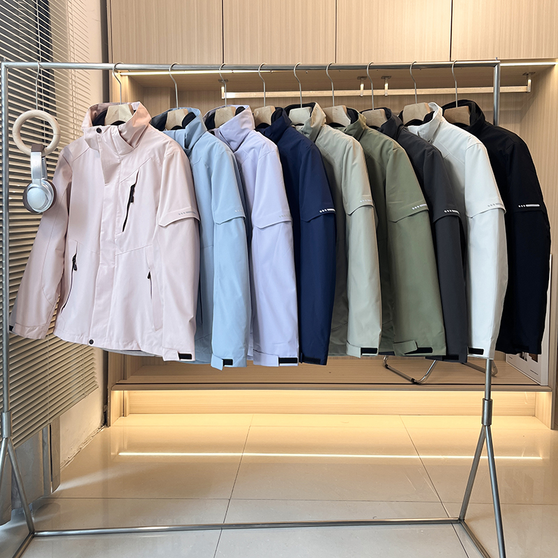 高品三合一！外贸男士秋冬防风水户外连帽冲锋衣两件套登山服夹克