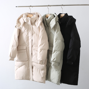 断码特价 品牌拆标尾货 高充绒中长款羽绒服女保暖防风厚款外套冬