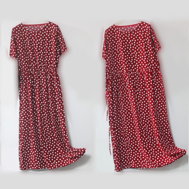 棉绸连衣裙夏季长袖高级人棉睡裙