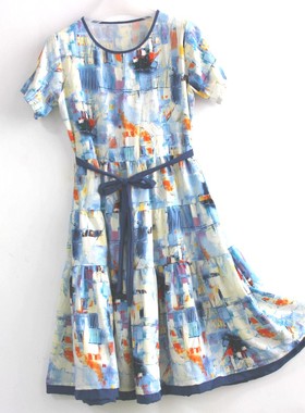 佰汇福棉绸连衣裙碎花高端绵绸夏季蛋糕裙女夏季显瘦休闲减龄裙子