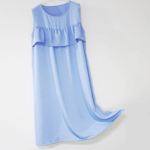 棉绸睡裙连衣裙丝戴尔真丝绵绸纯色防凸点无袖连衣裙家居服夏季女