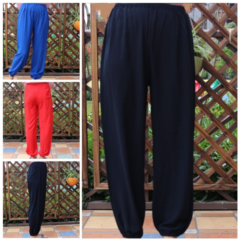 黑色佰汇福棉绸裤睡裤太极阔腿裤