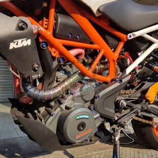 台湾YR工厂 适用KTM 杜克DUKE390 RC 改装钛合金前段前绕排气管