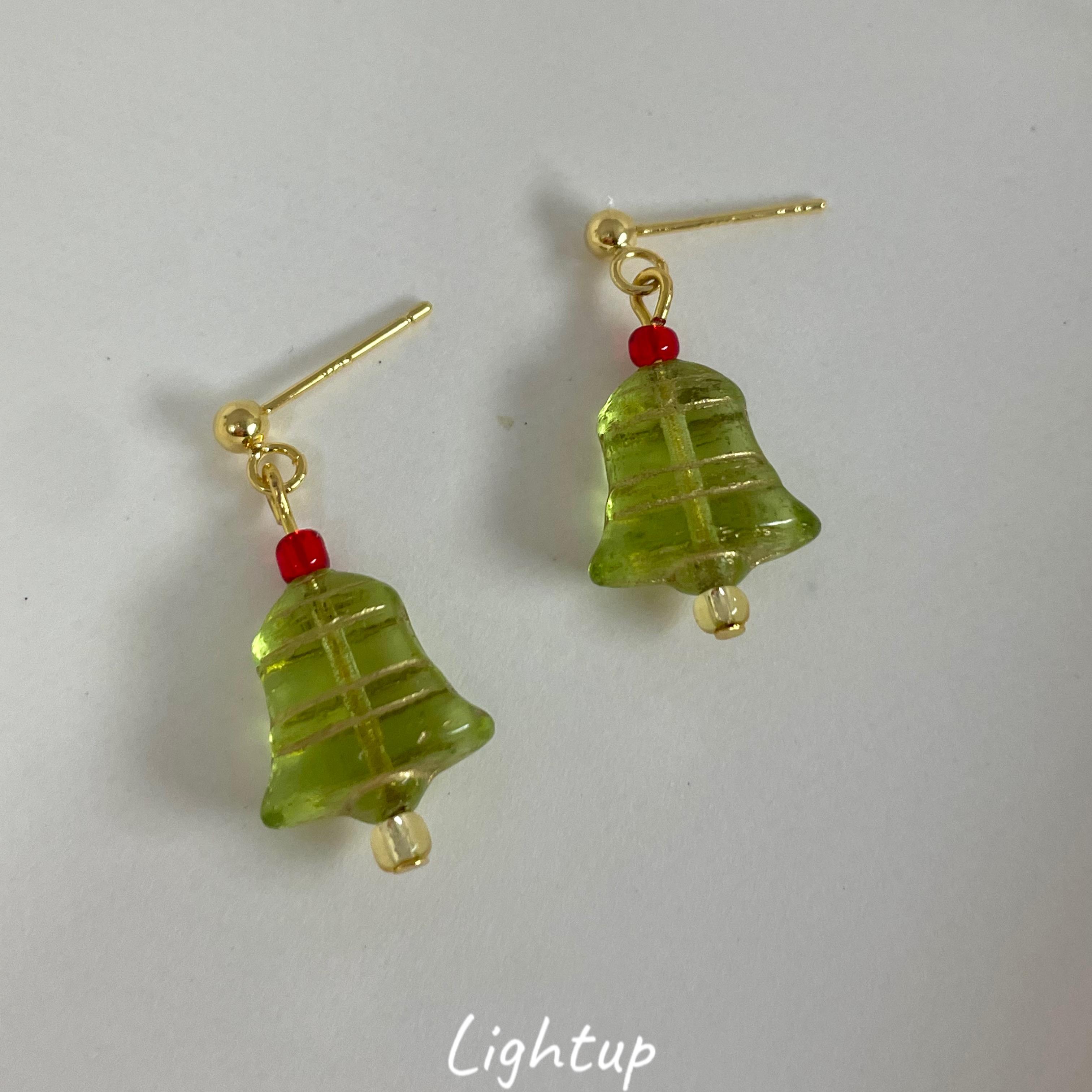 圣诞铃铛耳环原创手作捷克珠