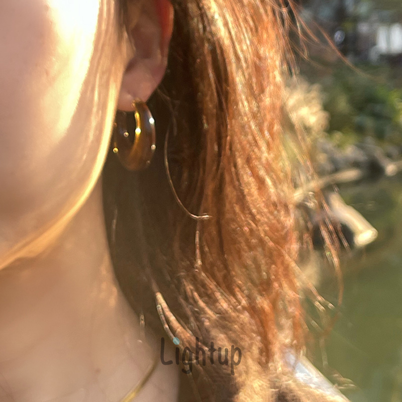 极简棕色月亮圈圈耳环