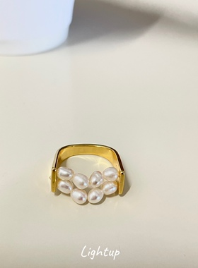法式天然淡水珍珠戒指小众设计高级感气质优雅通勤