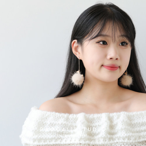 秋冬季耳饰品毛球原创女