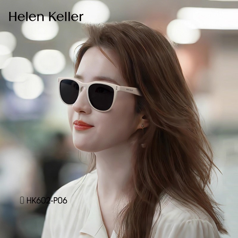 海伦凯勒刘亦菲同款折叠墨镜女白框2025新款偏光防晒太阳眼镜度数