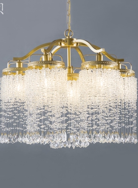 SY奢华全铜浪漫雨帘水晶吊灯高档别墅大厅复式卧室客厅灯