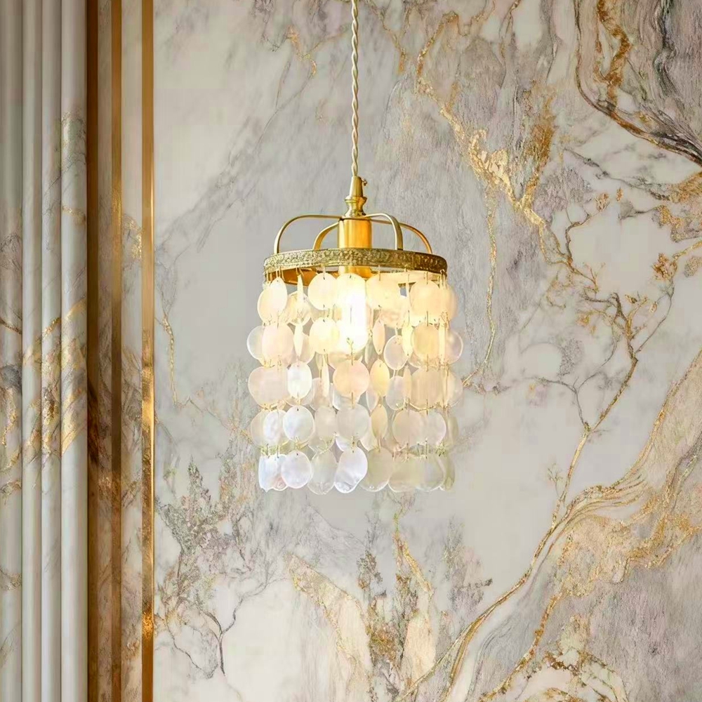 全铜贝壳吊灯入户玄关卧室床头灯