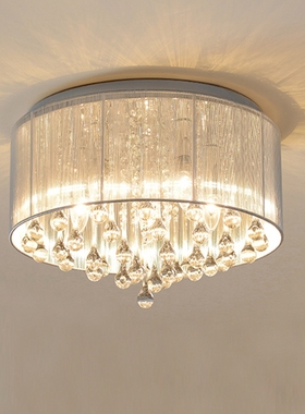 SY轻奢柔光水晶吸顶灯圆形温馨简欧法式现代时尚客厅房间灯卧室灯