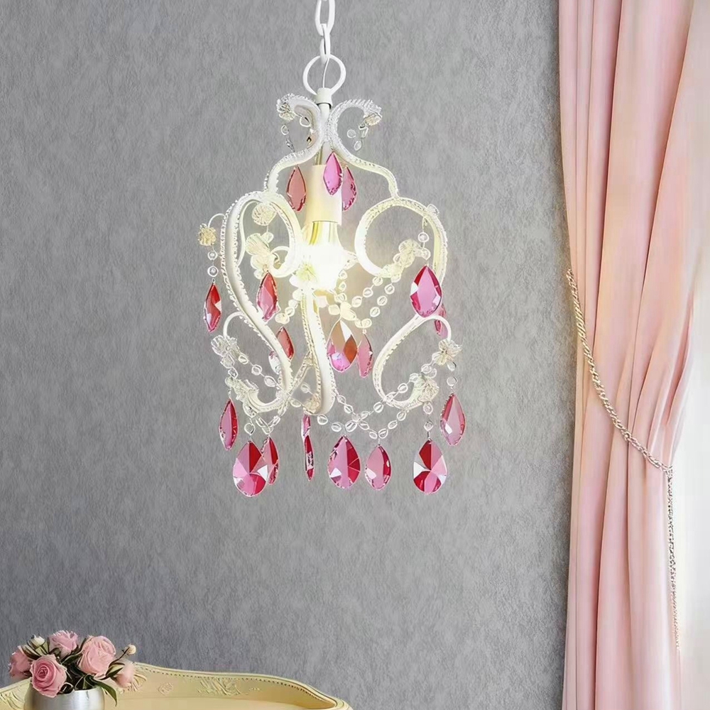 粉色爱心水晶吊灯法式公主房卧室