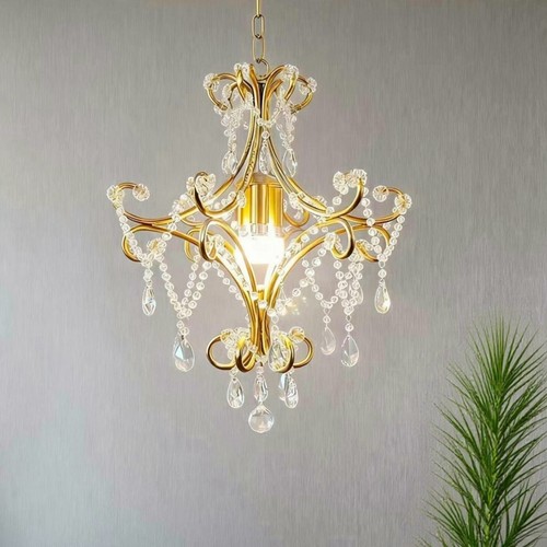 法式全铜花弧水晶吊灯玄关卧室灯