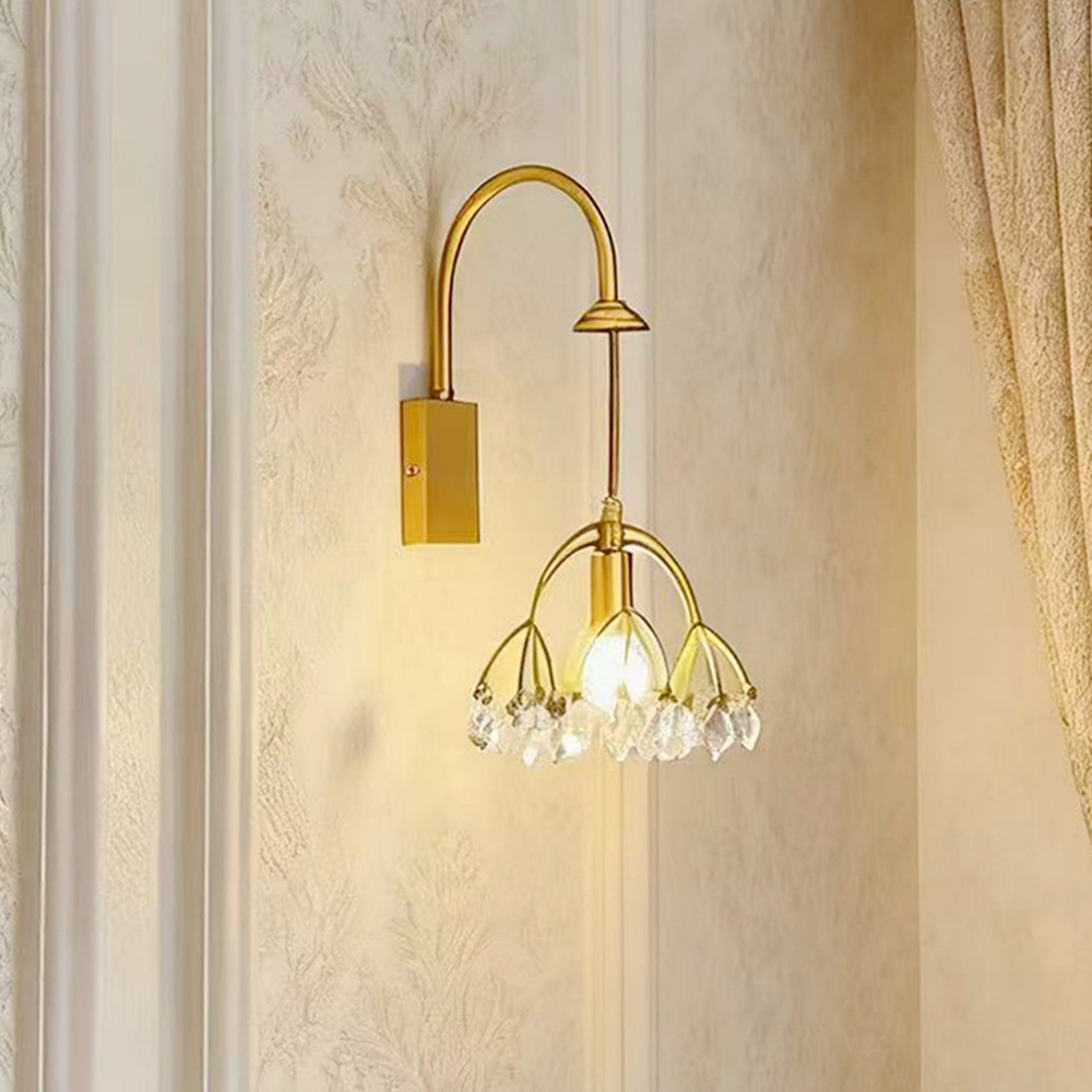 全铜钓鱼花球水晶壁灯客厅卧室灯