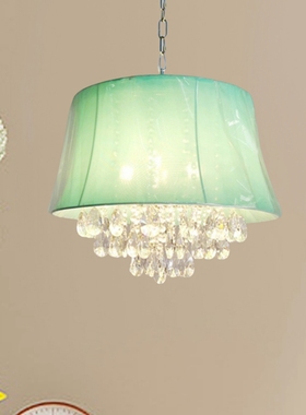 SY浪漫清雅绿色灯罩水晶吊灯轻奢现代欧法式公主女儿童房间卧室灯