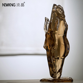 流晶 饮水马头摆件桌面艺术透明装 饰工艺品思源马首非亚克力树脂