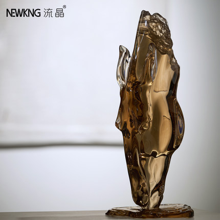 流晶 饮水马头摆件桌面艺术透明装饰工艺品思源马首非亚克力树脂