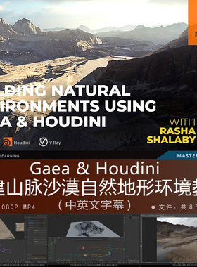 精翻中英文-Gaea & Houdini 构建山脉沙漠自然地形环境教程影视