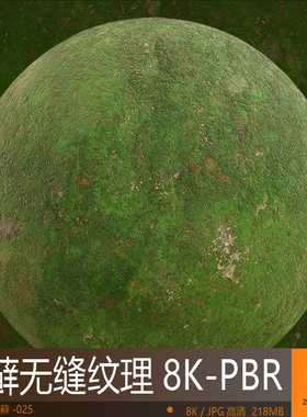 苔藓地面无缝纹理-025高精度PBR材质8K贴图 深林草地游戏次世代