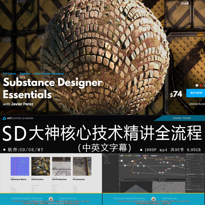 精翻中英文-Substance Designer大神核心技术精讲全流程游戏场景