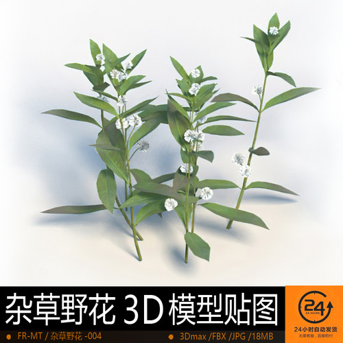 杂草野花-004模型3DMAX环境效果图影视游戏次世代场景地形建模