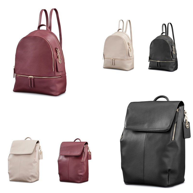 新款正品Samsonite/新秀丽女士女款商务真皮牛皮笔记本双肩背包