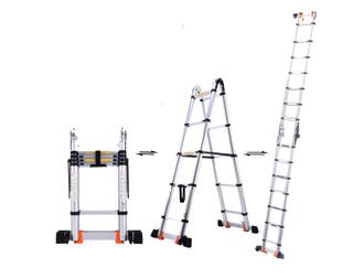 谋福多功能升降楼梯 伸缩梯子人字梯铝合金加厚折叠梯 配滑轮2.8+