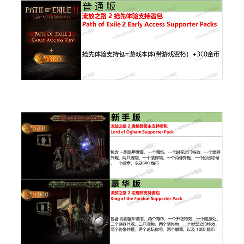 流放之路2 官网/steam/EPIC POE2国际服资格cdk 点卷金币暗币充值
