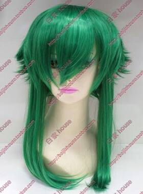 cosplay假发 Vocaloid GUMI山茶花 翠绿色高温丝 COS假发动漫