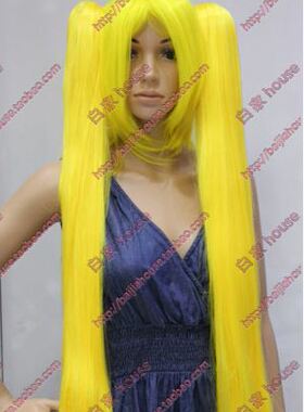 cosplay假发 VOCALOID V家橘黄色 收脸短发MSN双马尾100CM高温丝