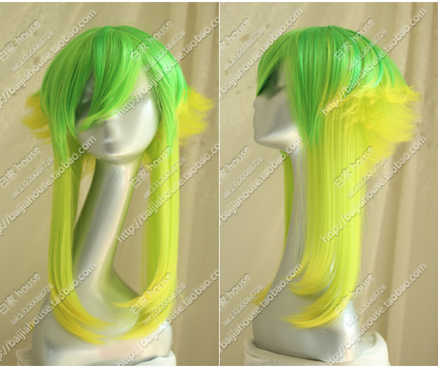 cosplay假发 Vocaloid GUMI山茶花 浅绿渐变 高温丝 动漫
