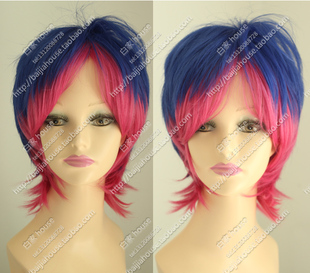 cosplay假发 吊带袜天使 史朵金Stocking 男版性转 蓝粉渐变色