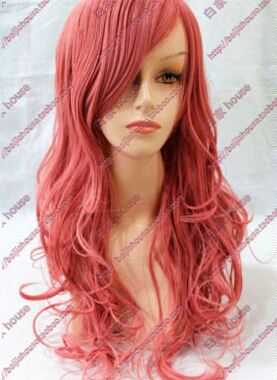 cosplay假发 AKB0048 蓝田织音 巡音 水纹卷长卷发高温丝 烟粉色