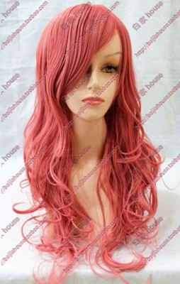 cosplay假发 AKB0048 蓝田织音 巡音 水纹卷长卷发高温丝 烟粉色