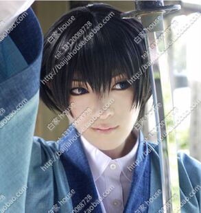 白家HOUS动漫假发 浪客剑心 濑田宗次郎 黑色美少年短发 COS假发