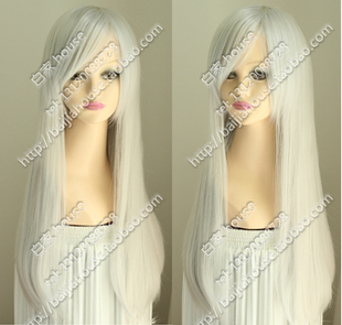 银灰色长直发 加厚高温丝 立华奏 面码 绯樱闲 斯库瓦罗 COS假发