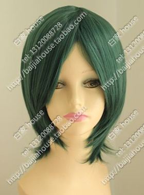 cosplay假发 墨绿色短发/收脸msn柔顺短发/高温丝/短发少女假发