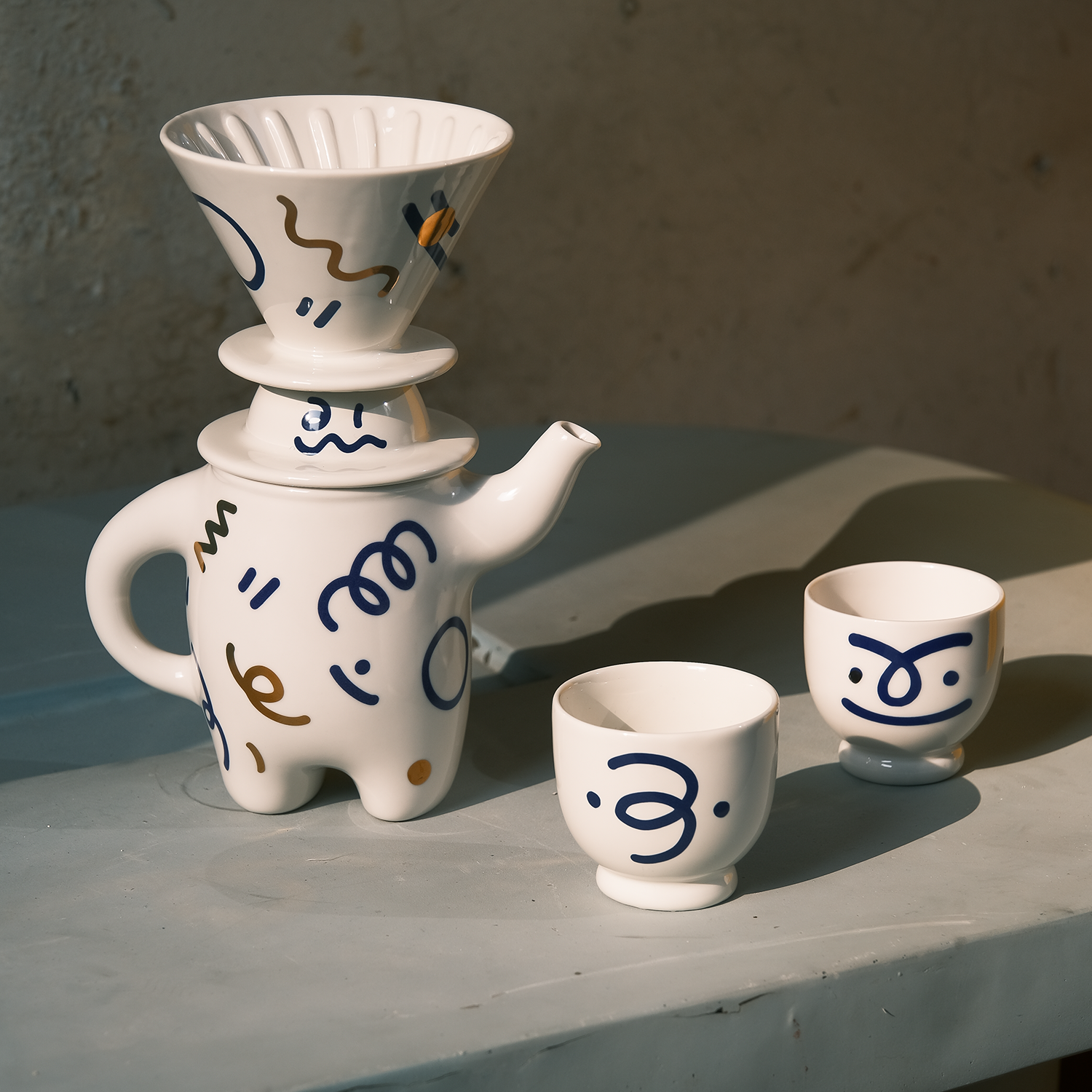 wekuku陶瓷可爱童趣茶壶茶杯礼盒